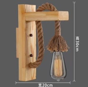 Lampe murale en <span class=keywords><strong>corde</strong></span> de chanvre rétro japonaise E27, luminaire mural créatif pour maison d'hôtes, chambre à coucher, restaurant, modèle de pièce - Product Image 4