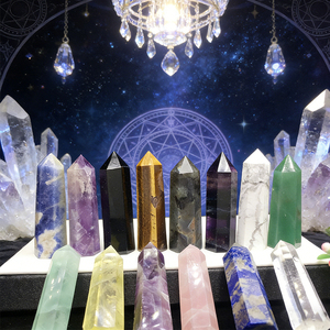 Piedras Curativas de Cristal Natural al por Mayor: Varita de Cristal de Amatista, <span class=keywords><strong>Cuarzo</strong></span> Rosa Transparente y Punta de Cristal - Product Image 2