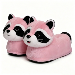 Pantuflas de Mapache Suaves y Esponjosas Personalizadas, Lindas Pantuflas de Mapache de Dibujos Animados, Adorables Pantuflas de Mapache para Mujer - Product Image 1