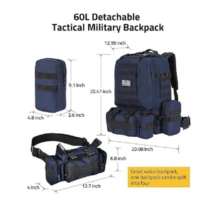 Tactical Backpack 60L Detachable Molle Daypack Waterproof Outdoor <b>Hiking</b> Hunting <b>Camping</b> 4 in 1 Bag For Men Large Capacity - Product Image 2