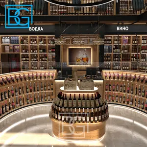 Store Design Interior Showroom Luxuriöse Liquor Whisky Vitrine Bar Regale Wine Display Wine Shop