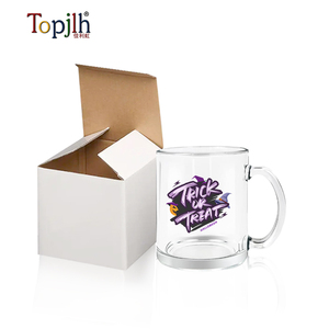 Topjlh Thăng Hoa 11Oz Cá Nhân Tùy Chỉnh In Ấn Thủy Tinh Trong Suốt Thăng Hoa Trống Cốc Cà Phê Với Handel - Product Image 4