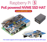Placa de Desarrollo Mcuzone MPS2280-POE para Raspberry Pi 5, 64 Bits, con Alimentación PoE Ethernet Dedicada, Sistema Operativo Linux, NVME SSD HAT PCIE
