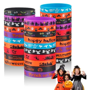 Factory Custom Logo Rubber Thick Wrist Band Bracelet Halloween Silicone Festival Wristband Free Dropshipping For Kids