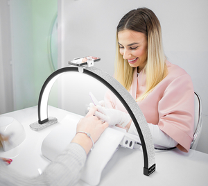 Fosoto <span class=keywords><strong>Led</strong></span> Arc Hình Chữ U Nail Bàn Đèn Thạch Làm Móng Tay Nửa Mặt Trăng Ánh Sáng Lông Mi Bảng Đèn Cho Móng Tay Hình Xăm Vẻ Đẹp Salon - Product Image 1