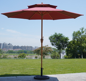 Hot Selling All Iron Double-top Upright Outdoor Leisure Garden Large Umbrella with Thick PU Fabric - Product Image 1