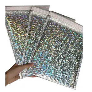 कस्टम धातु ग्लैमर होलोग्राफिक बुलबुला मेलर गद्देदार शिपिंग लिफाफे