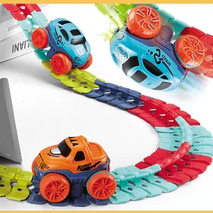 Building Block fai da te assemblare flessibile variabile pista da corsa giocattolo rotante Loop flessibile binario pista auto giocattolo Set per i bambini