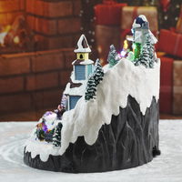 Nouveauté : Décoration de Noël en plastique, alimentée par USB, avec LED de couleur personnalisable, train rotatif musical, village de neige intérieur, décoration pour la maison