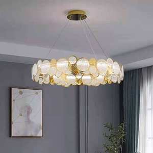 Anneaux créatifs lustre salle à manger fumée gris verre circulaire hôtels lampes suspendues à distance - Product Image 2