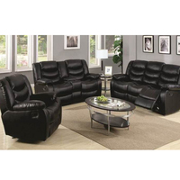 Frank Furniture Ensemble de salon canapé-chaise inclinable 3 places en cuir marron de style traditionnel