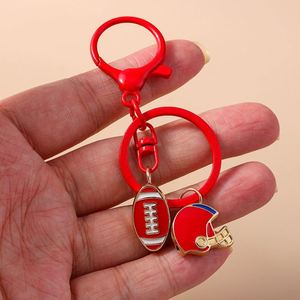 Porte-clés en métal style mini casque de rugby, souvenir d'équipe sportive, vente en gros - Product Image 5