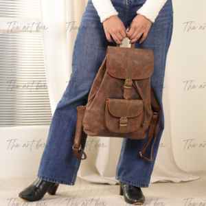 Sac à dos en cuir véritable 100% au design vintage - Grande capacité, sacs d'affaires pour ordinateur portable avec fermeture à glissière, vente en gros - Product Image 5