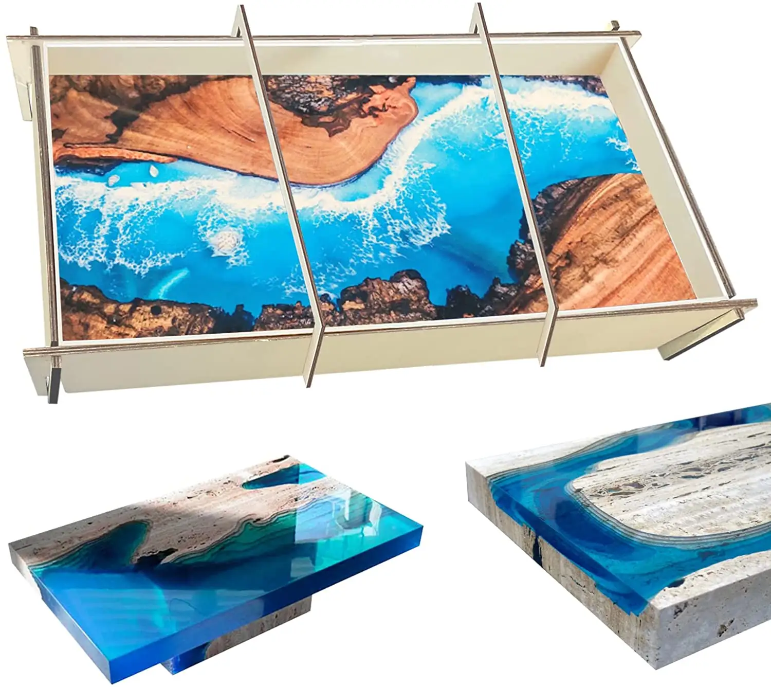 M2205 Large Tray River Table Resin Molds Clear Water Shape Epoxy Resin Dinner Table Silicone Mold Resin Molds Tray Big Size