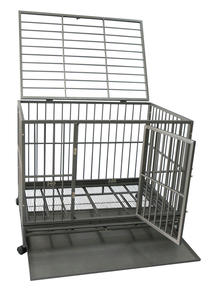 Kandang Anjing di Rumah Kandang Hewan Peliharaan untuk Kandang Logam dari Baja Tahan Karat dengan Baki Plastik dan Roda untuk Pintu Tunggal - Product Image 2