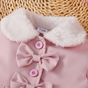 Abrigo <span class=keywords><strong>de</strong></span> Invierno para Niñas, con Cuello <span class=keywords><strong>de</strong></span> Piel Sintética, Doble Lazo, Botones, Corte en A, Plisado, Forrado <span class=keywords><strong>de</strong></span> Felpa, Cálido y Suave, para Bebés y Niñas Pequeñas - Product Image 4
