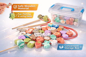43 قطعة من خرز الماكارون بتصميم المزرعة والمحيط، ألعاب خشبية مونتيسوري في صندوق، ألعاب تعليمية ذكية للتنمية الحسية وتعليم العلوم والتكنولوجيا والهندسة والرياضيات للأطفال الصغار - Product Image 3