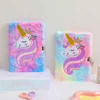 Journal de licorne arc-en-ciel personnalisé journal de filles en peluche avec serrure cahier Journal broderie Fluzzy voyage école journal secret FSC