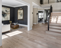 Parquet en bois d'ingénierie moderne préfini pour intérieur, en chêne européen multicouche à larges lames