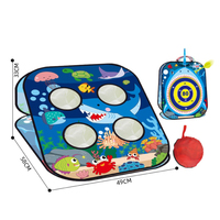 Jeu de lancer de sacs de haricots en plastique pliable 5 en 1, double face, thème animaux marins, avec jeu de Cornhole, cible de fléchettes et jeu de anneaux adhésifs, jouet d'extérieur