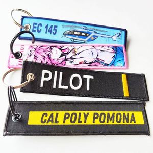 Custom Woven Logo Jet Tag Key <b>Chain</b> Sublimation Fabric Keychain Anime Embroidery Key Tags - Product Image 1