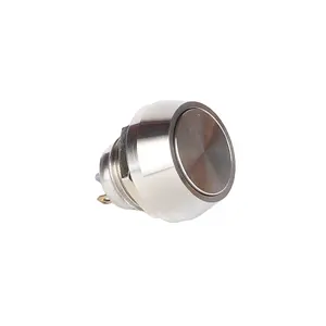Interrupteur de lampe LED à anneau étanche SPST, 12mm, 16mm, 19mm, 22mm, 25mm, bouton poussoir en métal plat et rond, 1 bouton poussoir momentané