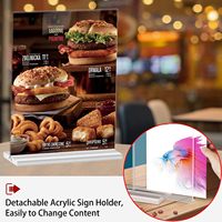 8.5x11 Moderne T Forme Vertical Transparent Acrylique Publicité Signe Affichage Titulaire Table Carte Stand