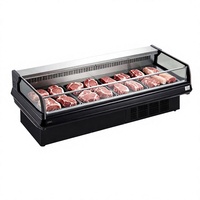 Congélateur commercial horizontal pour supermarché, vitrine à viande avec porte coulissante en verre pour boucherie