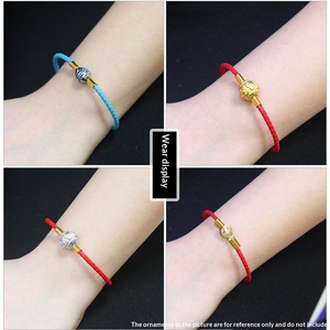 XD MB072 Bracelet en cordon rouge avec <span class=keywords><strong>perles</strong></span> dorées, style couple homme-femme, cordon en cuir, perle porte-bonheur - Product Image 3