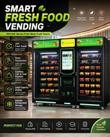 Distributeur automatique de produits frais avec écran tactile, porte automatique et vitrine éclairée pour la vente de fruits et légumes