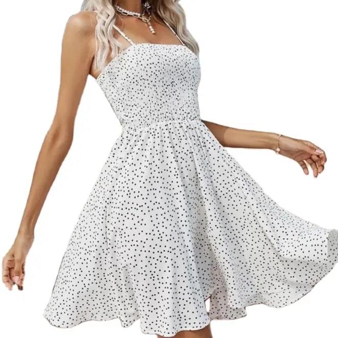 2023 New Arrival Ladies Casual Beach Women Clothing Sleeveless Sling Suspender White Summer Dress Bohemian dress