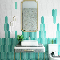 Carrelage mural long moderne en briques de plumes de paon nordiques personnalisées, faites à la main, rose, vert, blanc, pour cuisine, salle de bain, bar, et comme briques réfractaires