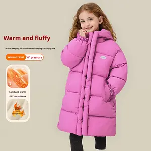 Nouveauté hiver, <span class=keywords><strong>veste</strong></span> <span class=keywords><strong>mi</strong></span>-longue pour garçons et filles, taille moyenne et grande, manteaux matelassés à capuche pour enfants - Product Image 4