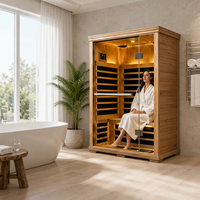Estufa de Sauna Ecológica de Infrarrojos Lejanos de Espectro Completo, de Madera Maciza de Hemlock, para Interiores, Moderna, Ideal para Villas y Apartamentos, para 2 Personas, Bajo EMF