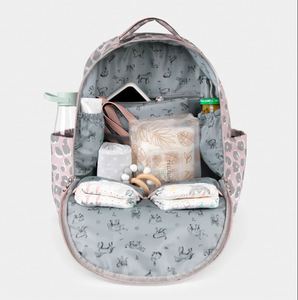 กระเป๋าเป้ผ้าอ้อมลายเสือดาวสีชมพูแบบสั่งทำพิเศษ กันน้ำ ผลิตจากโพลีเอสเตอร์ พร้อมช่องด้านข้างขนาดใหญ่ ฟังก์ชั่นห่วงรูปตัว D กระเป๋าหนังสำหรับเปลี่ยนผ้าอ้อม - Product Image 2