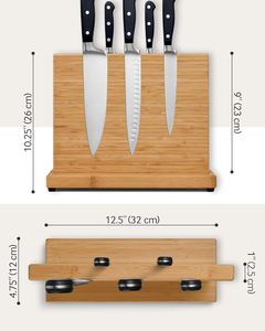 Durable Bamboo Magnetic Knife Block Stand Good Quality Custom Universal <b>Tool</b> Holder for Home Kitchen Use - Product Image 2
