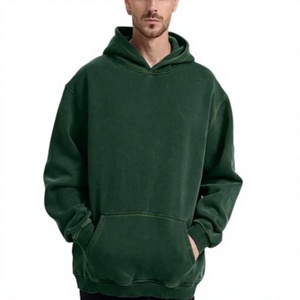 Hoodie unisexe court vintage délavé à l'acide, personnalisable avec logo, épais, à ourlet brut, en molleton bouclette, coupe oversize, avec impression en relief - Product Image 3