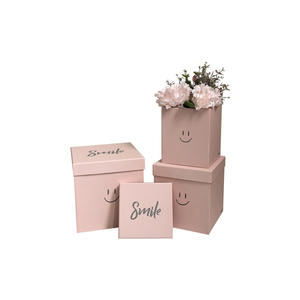 Kotak Bunga Tiga Bagian Bentuk Persegi dengan Wajah Tersenyum, Kotak Hadiah Pengiring Pengantin Pernikahan, Kotak Hadiah Hari Ibu - Product Image 4