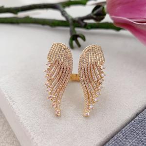 Anneaux d'aile d'ange LS-L3418 pour fête, anneaux en diamant pavé CZ, <span class=keywords><strong>bijoux</strong></span> fins, anneaux de manchette plaqués or - Product Image 3