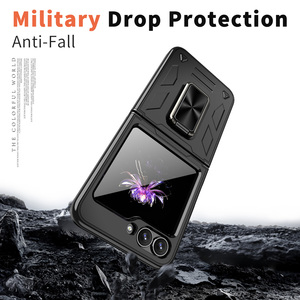 PC dur + ceinture de protection de broche + TPU souple avec feuille de CD en métal + étuis de téléphone à anneau pour <span class=keywords><strong>Samsung</strong></span> <span class=keywords><strong>Z</strong></span> <span class=keywords><strong>Flip</strong></span> - Product Image 2