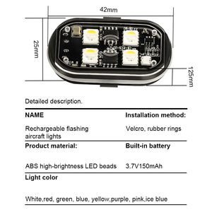 Luz LED Inalámbrica Universal de 7 Colores con Carga USB, Control Remoto, Luz Ambiental para Aeronaves, Motos y Automóviles, 12V 10W - Product Image 4