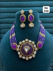 Conjunto de Collar de Diseño para Mujer con Detalles de Circonita y Piedras, Joyería Elegante de Moda, Proveedor Mayorista - Product Image 3