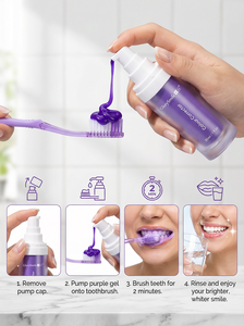 Glorysmile <span class=keywords><strong>V34</strong></span> Sérum Blanchissant pour les Dents Correcteur de Couleur Violet Dentifrice 30ml Blanchiment Instantané OEM Disponible - Product Image 5