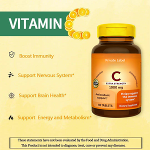 Tabletas de Vitamina C 1000mg OEM, Alta Potencia, Ácido Ascórbico, Suplemento para el Sistema Inmunológico, 100 Tabletas, Sin GMO, Sin Gluten, Vegano - Product Image 4