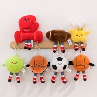 Lot de porte-clés en peluche sur le thème des ballons de sport (Basket, Football, Tennis), haltères et gants de boxe, mignons, personnalisables, OEM, EN71 CE, 12cm, en tissu PP