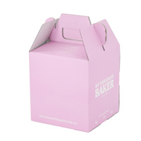 Boîte à gâteau en carton ondulé rose personnalisée avec poignée, fenêtre en PVC, boîte d'emballage pliable pour boulangerie, pour gâteau d'anniversaire, dessert, emballage cadeau