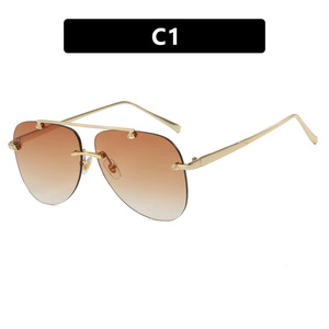 Lunettes de soleil de luxe unisexes sans monture, style pilote, marque 2025, monture en métal, verres PC UV400, dégradé noir, légères, <span class=keywords><strong>QIYI</strong></span> - Product Image 6