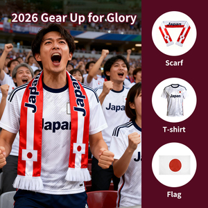 Bufanda de Fútbol Gahumi 2026 Canadá México Estados Unidos Japón, Bufandas de Fútbol Personalizadas en Oferta - Product Image 1