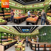 Boxue Professioneel Industrieel Fruit & Groente Staal-Houten Rek - Zwaarbelastbaar Supermarkt Productenstandaard Tafelapparatuur