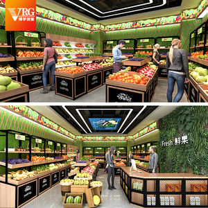 Exhibición de tienda de supermercado, estantes de madera para frutas y verduras frescas, soporte de descascarado, Equipo de mesa, muebles - Product Image 4